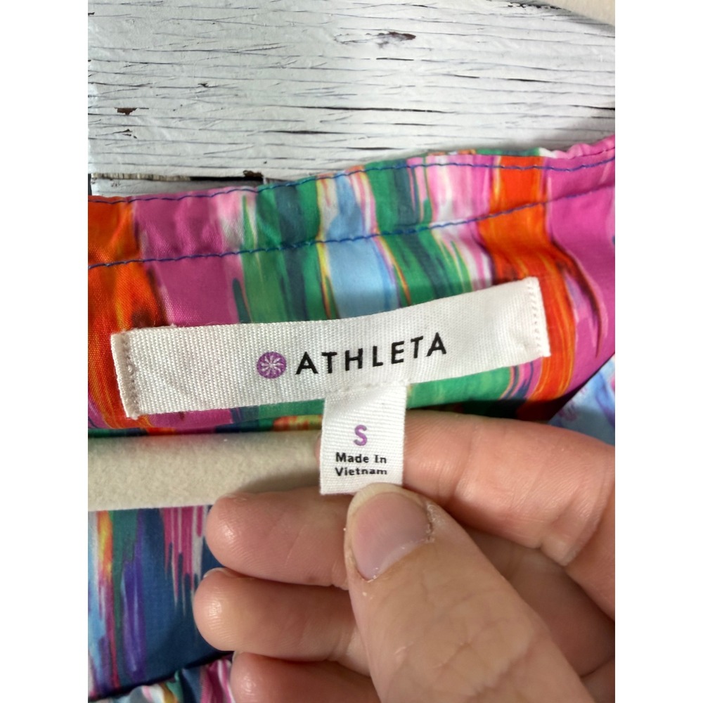 Athleta Womens Dress Midi Ikat Print Sleeveless Tassel tie Back Colorful Summer - Picture 5 of 13